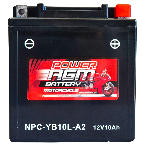 Power AGM NPC-YB10L-A2 Motorcycle Battery front