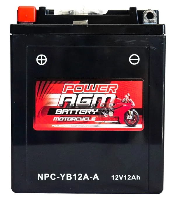 Power AGM NPC-YB12A-A Motorcycle Battery front