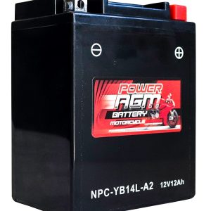 Power AGM NPC-YB14L-A2 Motorcycle Battery front and side