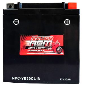 Power AGM NPC-YB30CL-B Motorcycle Battery front