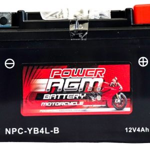 Power AGM NPC-YB4L-B Motorcycle Battery front