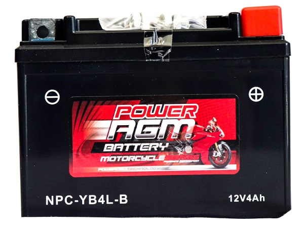 Power AGM NPC-YB4L-B Motorcycle Battery front