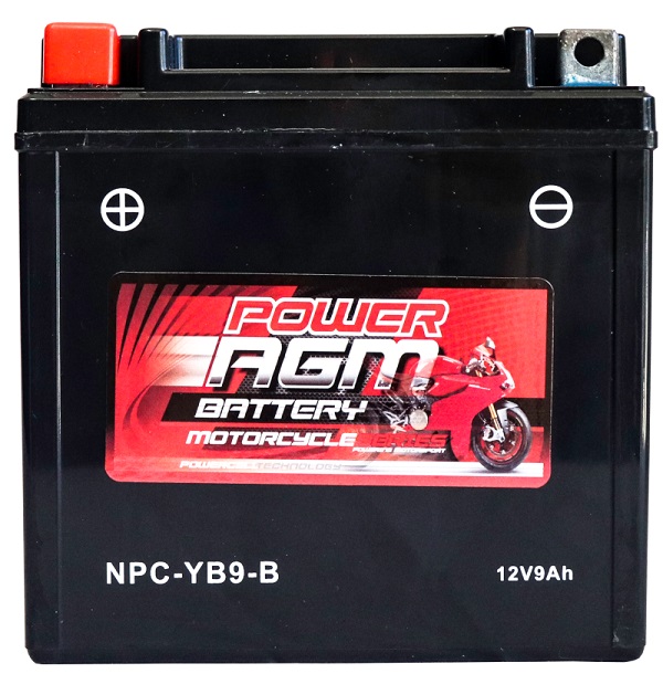 Power AGM NPC-YB9-B Motorcycle Battery front