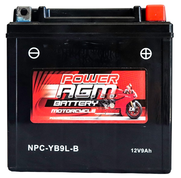 Power AGM NPC-YB9L-B Motorcycle Battery front