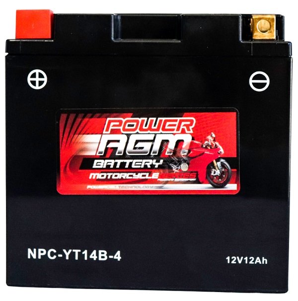 Power AGM NPC-YT14B-4 Motorcycle Battery front