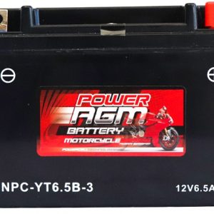 Power AGM NPC-YT6.5B-3 Motorcycle Battery front