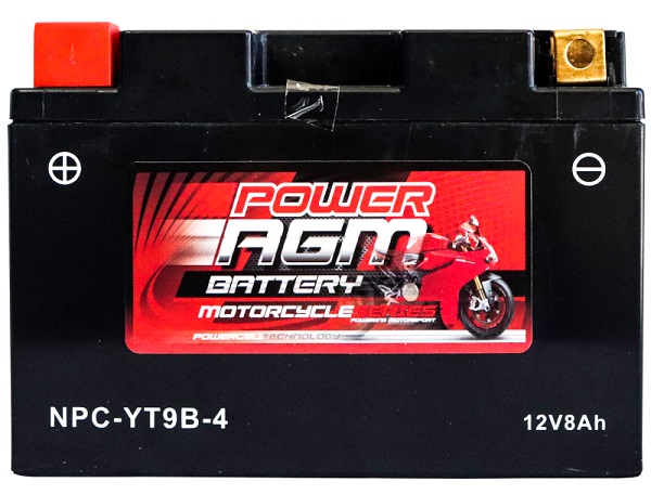 Power AGM NPC-YT9B-4 Motorcycle Battery front
