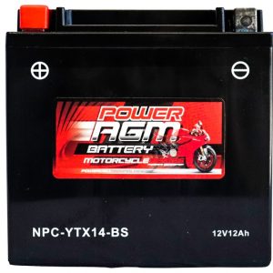 Power AGM NPC-YTX14-BS Motorcycle Battery front