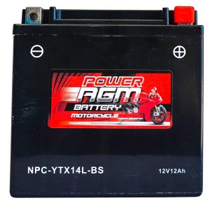 Power AGM NPC-YTX14L-BS Motorcycle Battery front