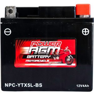 Power AGM NPC-YTX5L-BS Motorcycle Battery front