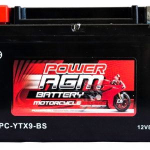 Power AGM NPC-YTX9-BS Motorcycle Battery front